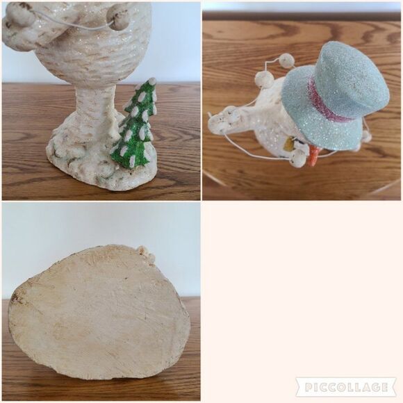 Dancing Snowman With Snowball Garland Shelf Sitter Winter Figurine Corncob Pipe - Picture 15 of 15